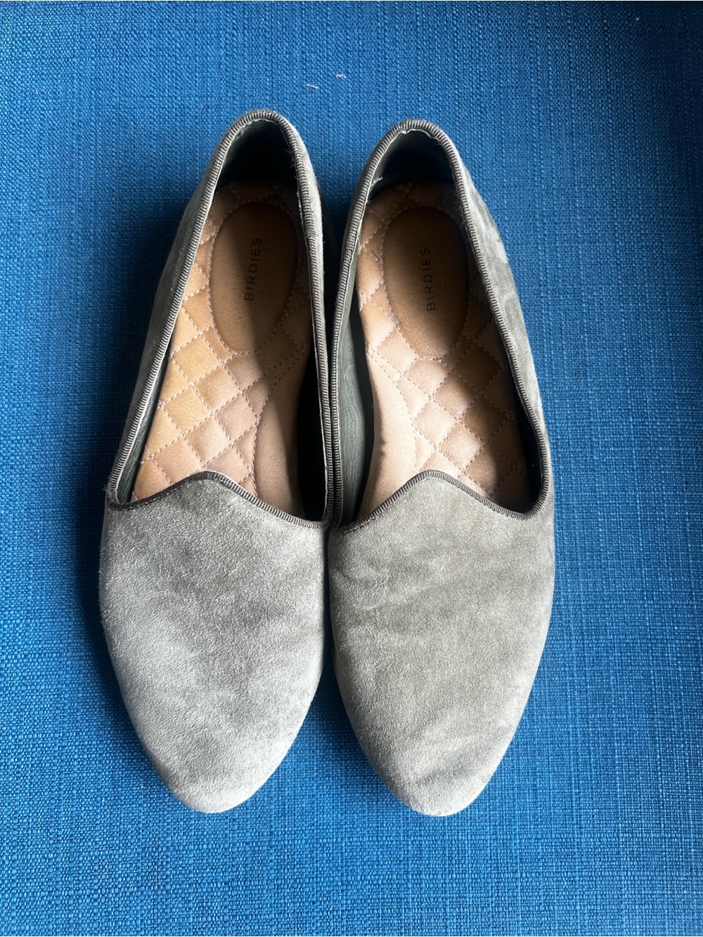 Birdies Greenish/Gray Suede Heron Slip-On Loafers Sz 7